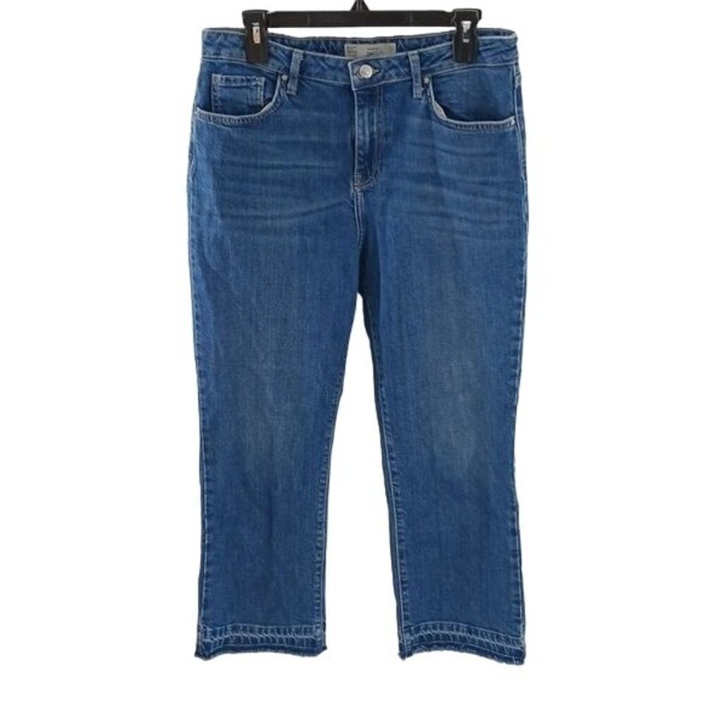 Topshop Moto Womens Dree Crop Jeans Blue Mid Rise Stretch Denim W32 L30